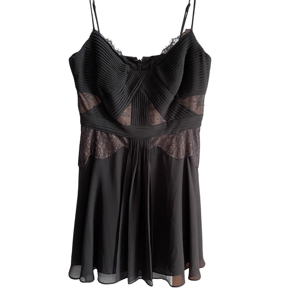 BCBG Max Azria Black Lace-Panel Mini Dress Early 2000s CORE Excellent Condition